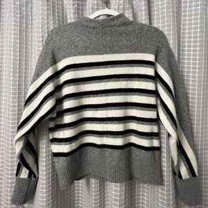 Loft black white & grey striped sweater
